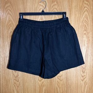 Women’s Black Elastic-Waist Athletic Shorts